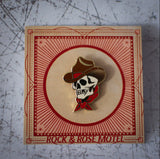 American Traditional Cowboy Skull Enamel Pin In Packaging
