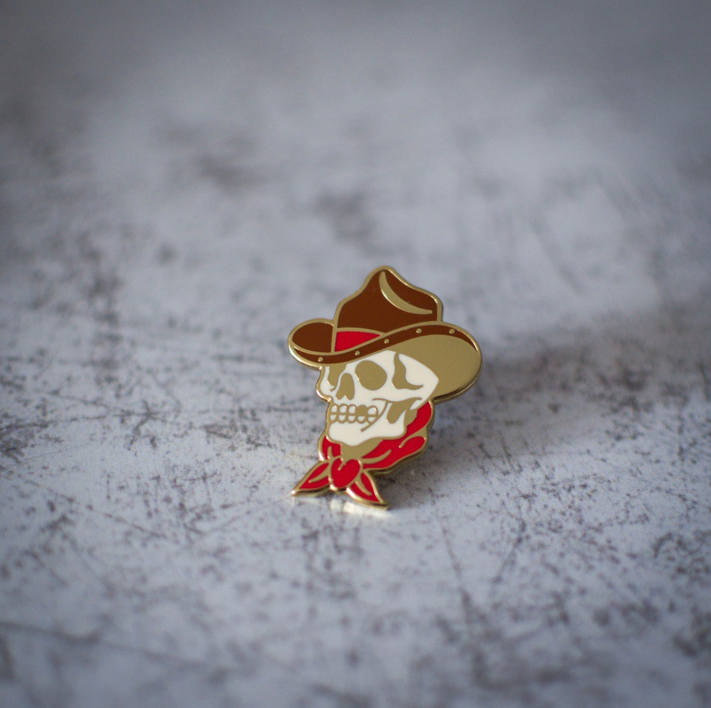 American Traditional Cowboy Skull Enamel Pin