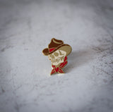 American Traditional Cowboy Skull Enamel Pin Close Up