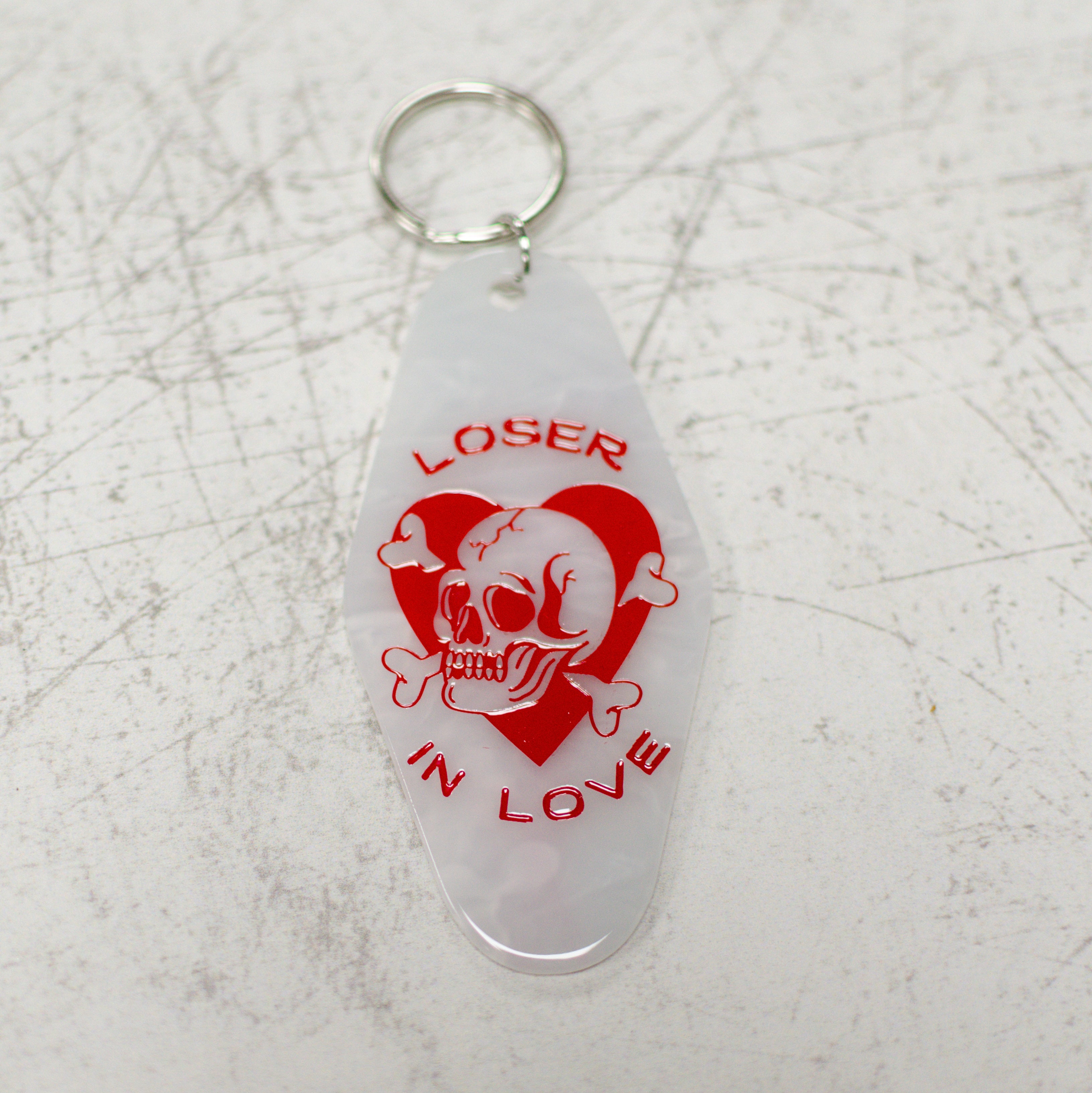 Loser in Love Keychain Angled Front View
