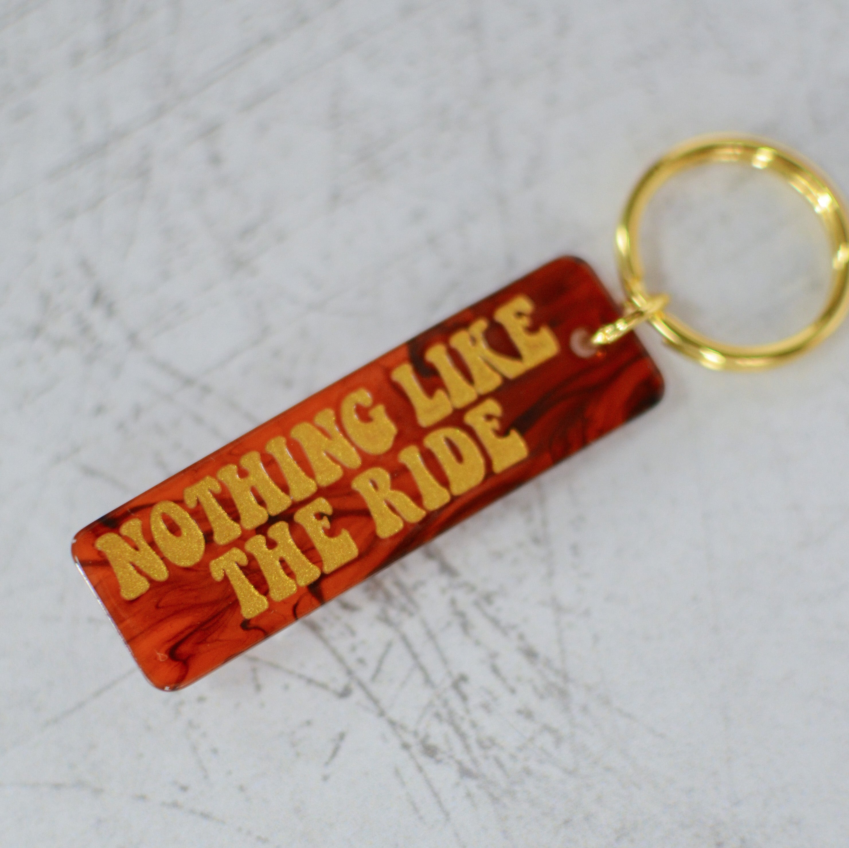 Nothing Like The Ride Red Keychain Close Up