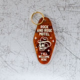 Rock And Rose Motel Keychain In A Motel Key Style