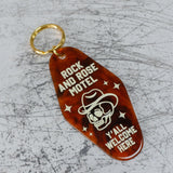 Rock And Rose Motel Keychain In A Motel Key Style Full View