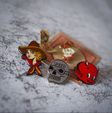 A Selection Of Enamel Pins Sold at The Rock & Rose Motel