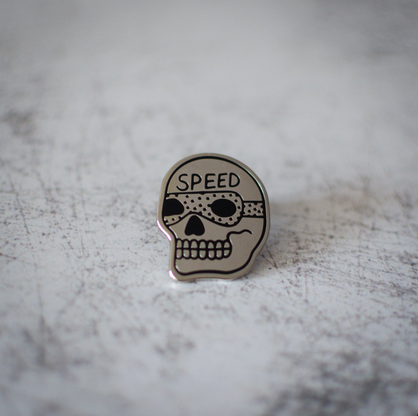 American Traditional Speed Skull Design Enamel Pin