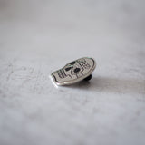 American Traditional Speed Skull Design Enamel Pin Side View