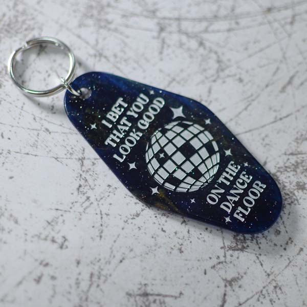 I Bet That You Look Good On The Dancefloor Motel Style Keychain Angled View