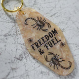 Freedom & Fuel Motel Style Keychain Close Up