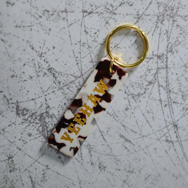 Yeehaw Cow Print Keychain