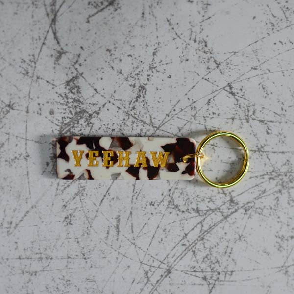 Yeehaw Cow Print Keychain Zoomed Out View