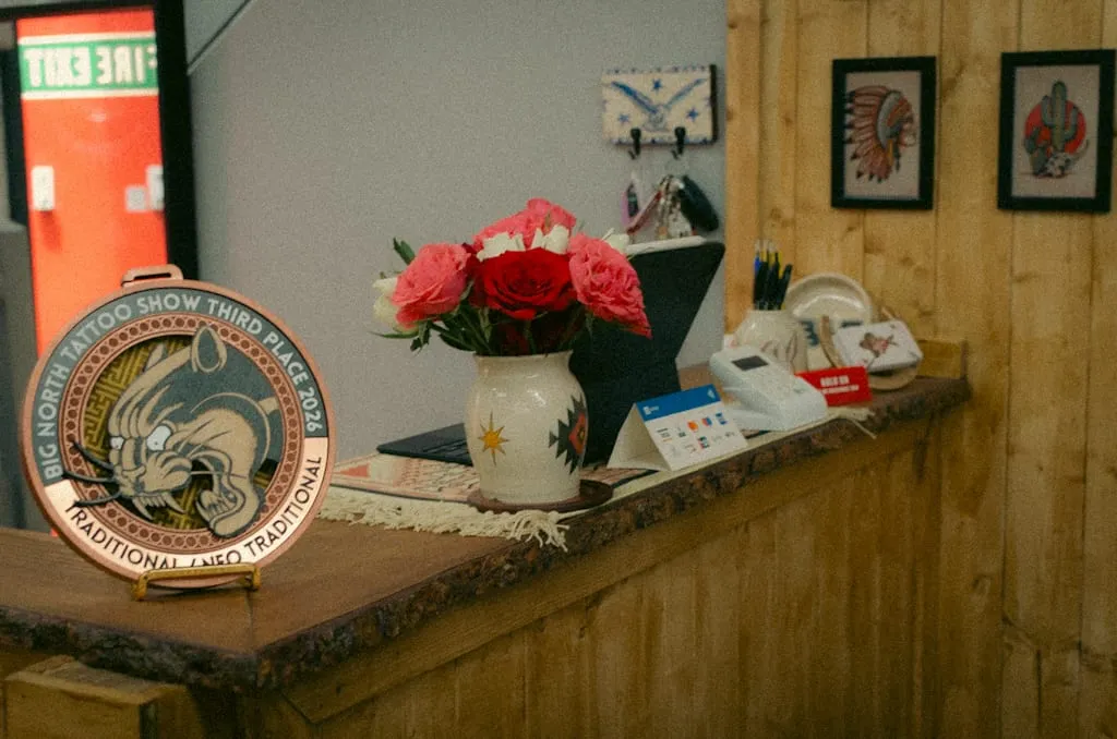 Traditional tattoo award and desk