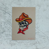 Ace Cowboy Skull A6 Art Print