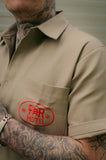 Rock & Rose Motel Rose Workwear Short Sleeve Embroidered Cropped Shirt
