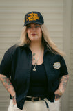 Rock & Rose Motel Eagle Workwear Short Sleeve Embroidered Cropped Shirt