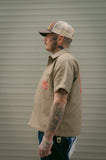 Rock & Rose Motel Rose Workwear Short Sleeve Embroidered Cropped Shirt
