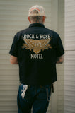 Rock & Rose Motel Eagle Workwear Short Sleeve Embroidered Cropped Shirt