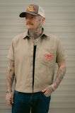 Rock & Rose Motel Rose Workwear Short Sleeve Embroidered Cropped Shirt