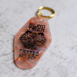 Blind Tiger Tattoo Logo Keychain Angled View