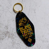 Blind Tiger Tattoo Motel Key Style Keychain Front View