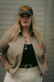 Rock & Rose Motel Rose Workwear Short Sleeve Embroidered Cropped Shirt