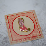 Pink Cowboy Boot Enamel Pin