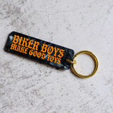 Biker Boys Make Good Toys Black Keychain Front View