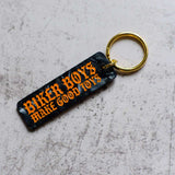 Biker Boys Make Good Toys Black Keychain Front View - 2