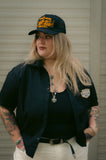 Rock & Rose Motel Eagle Workwear Short Sleeve Embroidered Cropped Shirt
