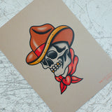 Ace Cowboy Skull A6 Art Print