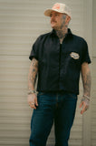 Rock & Rose Motel Eagle Workwear Short Sleeve Embroidered Cropped Shirt