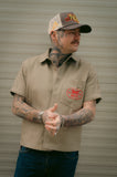 Rock & Rose Motel Rose Workwear Short Sleeve Embroidered Cropped Shirt
