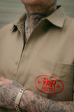 Rock & Rose Motel Rose Workwear Short Sleeve Embroidered Cropped Shirt