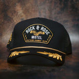 Rock & Rose Motel Black & Gold Captain’s Trucker Cap