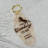 The Cowboy Club Official Member Motel Keychain Angled Close Up