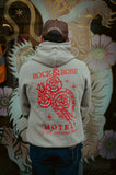 Rock And Rose Motel Hoodie Taupe and Red