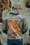 Rock And Rose Motel Hoodie Hunting Camo and Orange