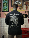 Rock & Rose Motel Black Long Sleeved Tee Back View Model Shot