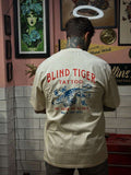 Blind Tiger Tattoo White T Shirt Model Back View