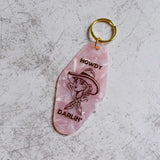 Howdy Darlin' Motel Key Style Keychain Full View
