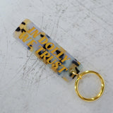 In Dolly We Trust Leopard Print Keychain Angled View