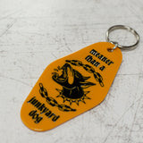 Meaner Than A Junkyard Dog Orange Keychain Angled View