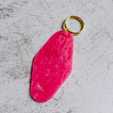 Pink Rock And Rose Motel Keychain With Rose Logo Back View