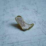 White Cowboy Boot Enamel Pin No Packaging