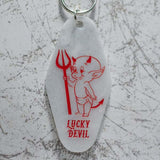 Lucky Devil Motel Style Keychain Close Up